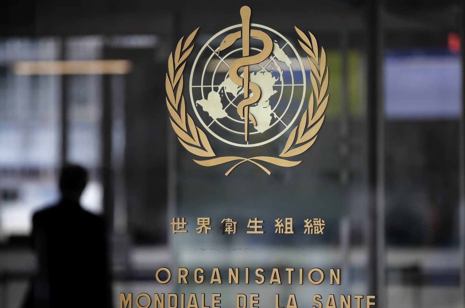 The World Health Organization (WHO) emblem on a glass entrance door at the WHO headquarters in Geneva, Switzerland, Feb. 18, 2020. (Photo by Getty Images)