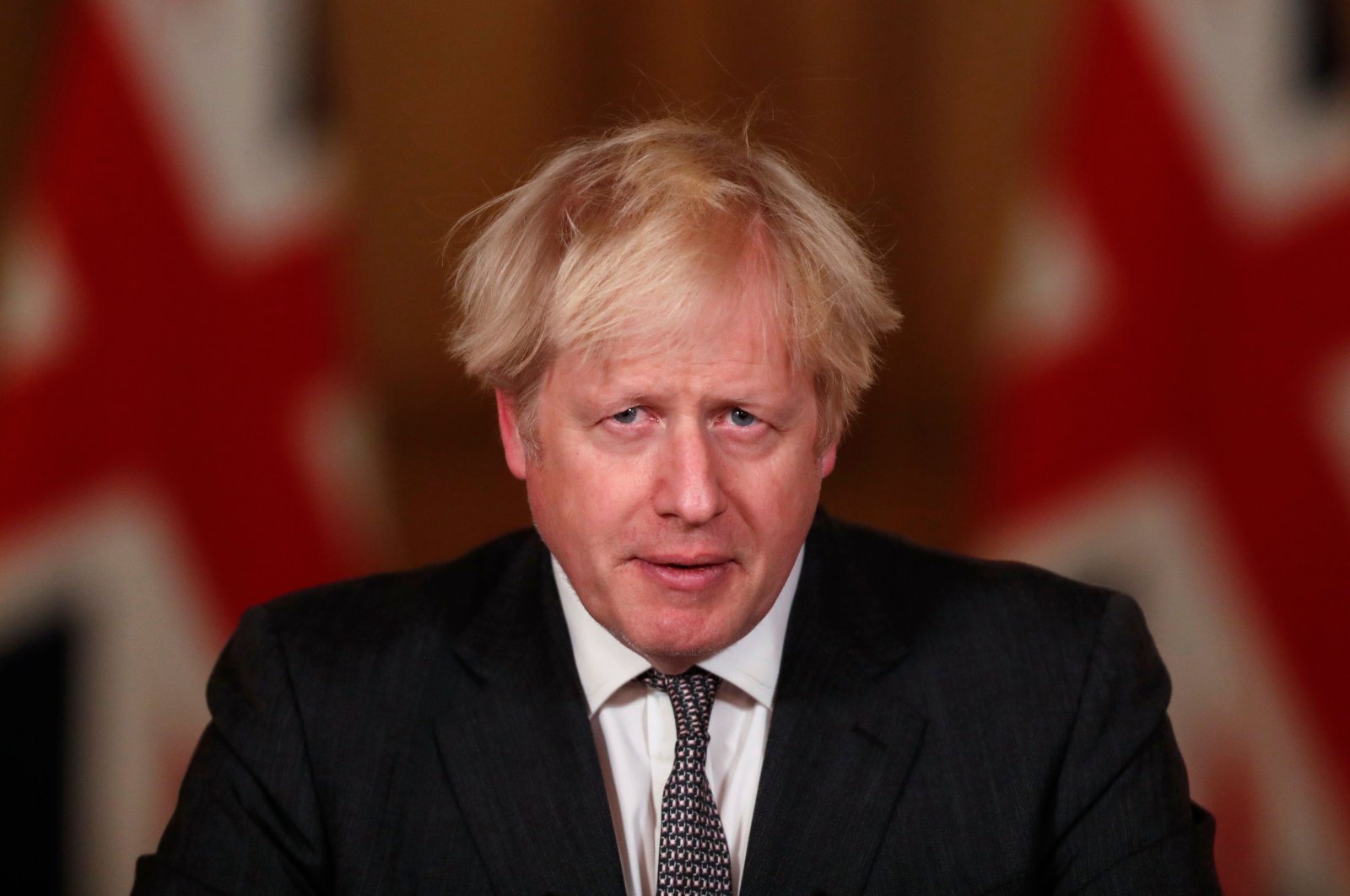Britain's Prime Minister Boris Johnson speaks during a virtual press conference inside 10 Downing Street in central London on Dec. 30, 2020 (AFP Photo)