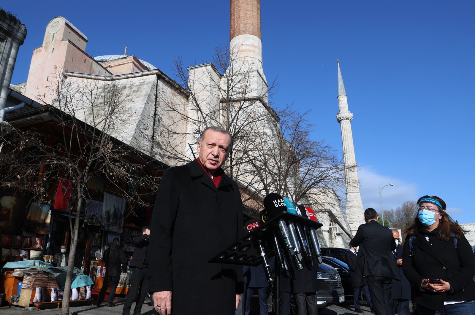 President Recep Tayyip Erdoğan speaks after Friday prayer in Istanbul, Turkey, Jan. 1, 2021. (AA Photo)