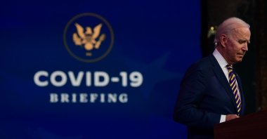 U.S. President-elect Joe Biden concludes his remarks on the ongoing coronavirus pandemic, Wilmington, Delaware, the U.S., Dec. 29, 2020. (AFP Photo)