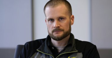 Pardoned Blackwater contractor Evan Liberty poses for a photo in Washington, D.C., Dec. 31, 2020. (AP Photo)