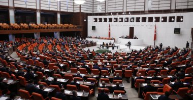 Turkish lawmakers attend a meeting at Parliament in the capital Ankara, Turkey, Oct. 6, 2020. (AA Photo)