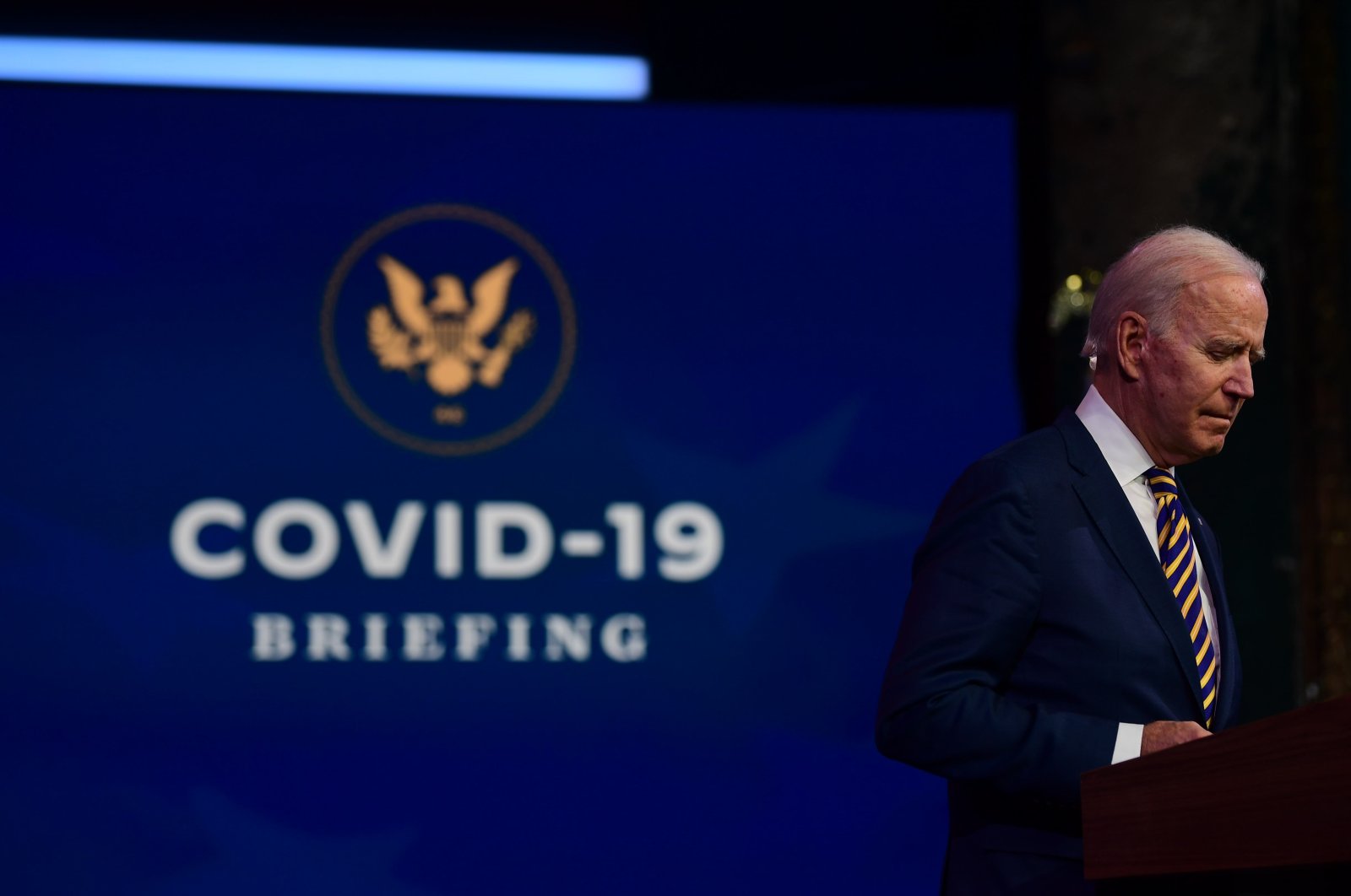 U.S. President-elect Joe Biden concludes his remarks on the ongoing coronavirus pandemic, Wilmington, Delaware, the U.S., Dec. 29, 2020. (AFP Photo)