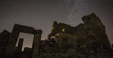 A night view from Zerzevan Castle, Diyarbakır, southeastern Turkey, Jan. 3, 2021. (AA Photo)