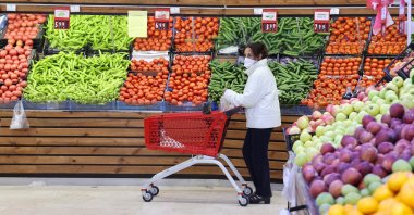 A customer is seen at a local market amid the coronavirus outbreak, Istanbul, Turkey, Dec. 5, 2020. (AA Photo)