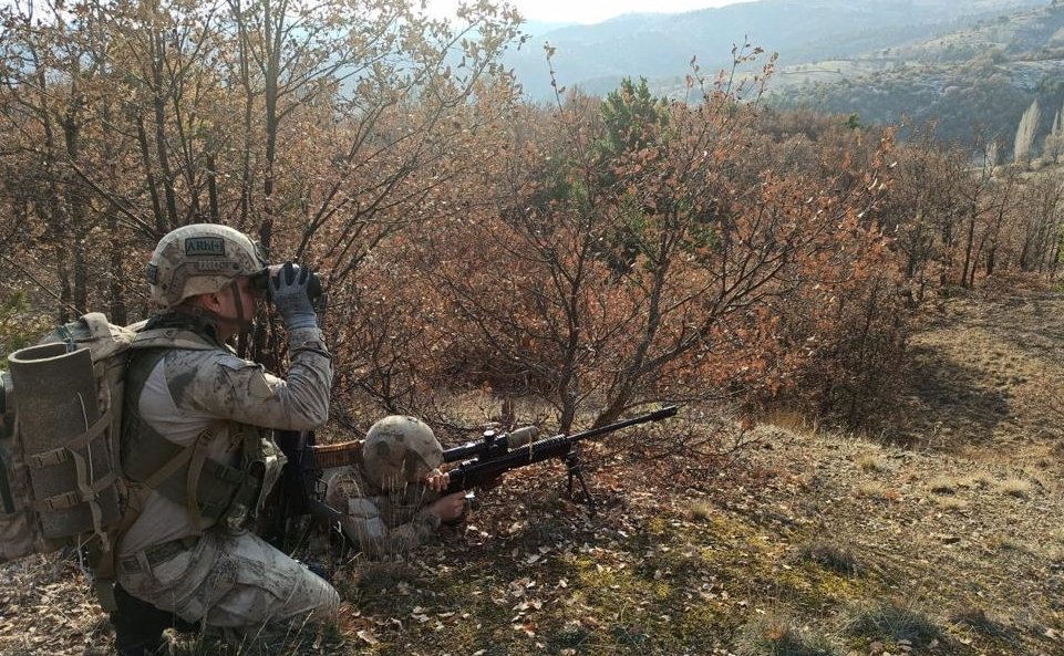 Turkish soldiers during an operation against PKK terrorists in central Sivas province, Turkey, Jan. 5, 2021.

