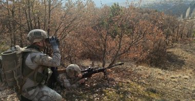 Turkish soldiers during an operation against PKK terrorists in central Sivas province, Turkey, Jan. 5, 2021.

