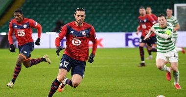 Lille's Yusuf Yazıcı in action during a Europa League match against Celtic Glasgow, in Glasgow, Scotland, Dec. 10, 2020. (EPA Photo)