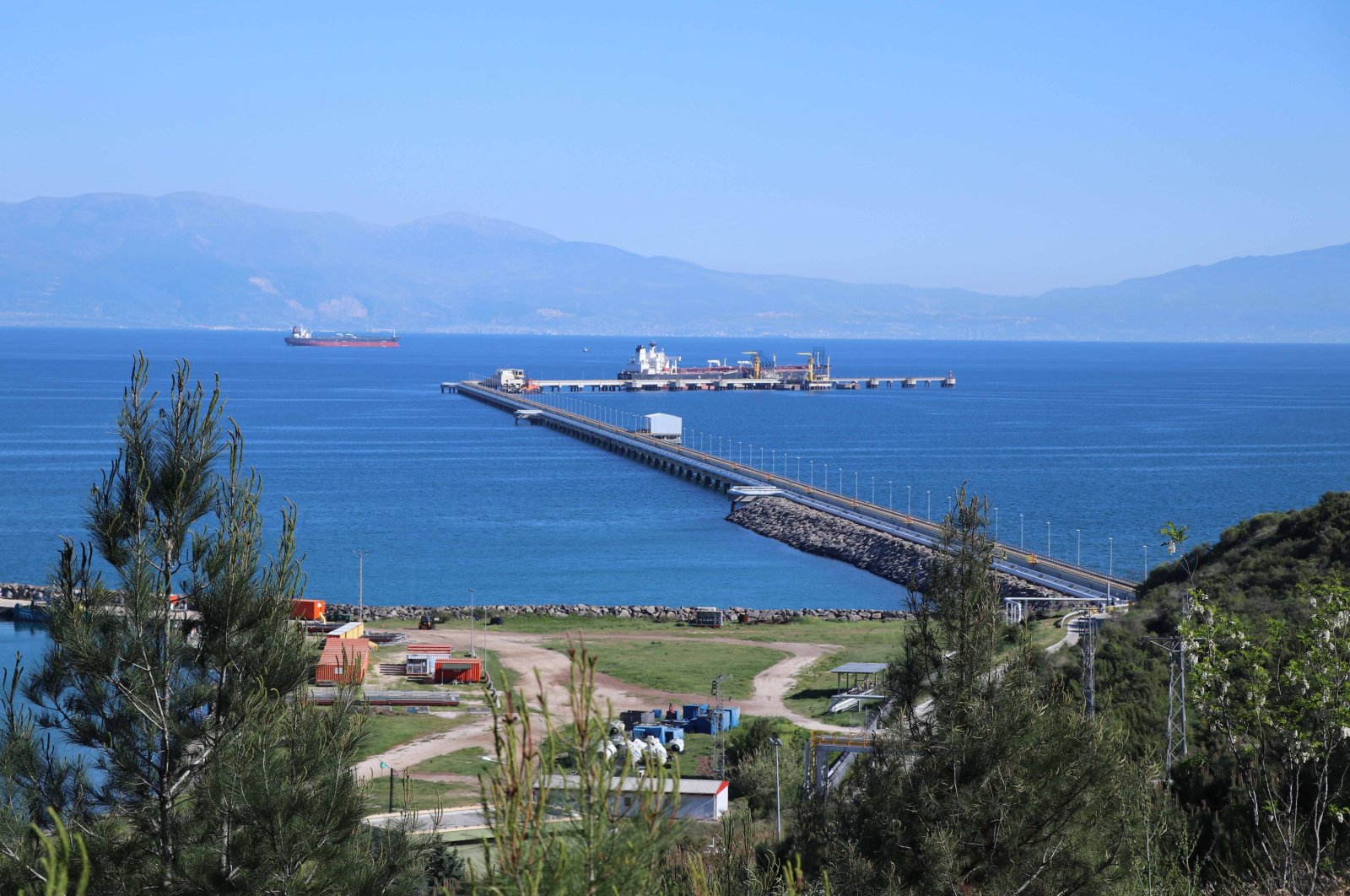 The Haydar Aliyev Marine Terminal, the last stop of the BTC pipeline before crude oil is delivered to global markets, in Adana province, southern Turkey, June 2, 2020. (AA Photo)