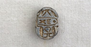 An Egyptian seal, called a scarab, was discovered in the ancient city of Comana Pontica, Tokat, northern Turkey, Jan. 6, 2021. (AA Photo)