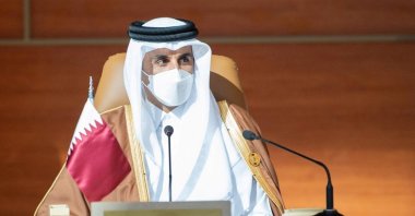 Qatar's Emir Sheikh Tamim bin Hamad Al Thani attends the Gulf Cooperation Council's (GCC) 41st Summit in Al-Ula, Saudi Arabia, Jan. 5, 2021. (Reuters Photo)