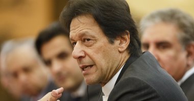 Pakistan's Prime Minister Imran Khan (C) attends talks at the Great Hall of the People in Beijing, China, Nov. 2, 2018. (AFP Photo)