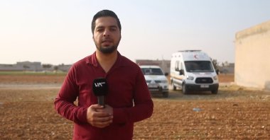 Syrian journalist Bahaa al-Halabi speaks during a report (Screengrab courtesy of Syria TV)