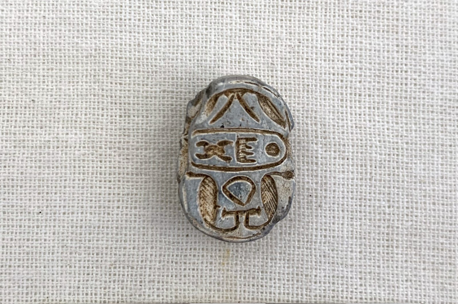 An Egyptian seal, called a scarab, was discovered in the ancient city of Comana Pontica, Tokat, northern Turkey, Jan. 6, 2021. (AA Photo)