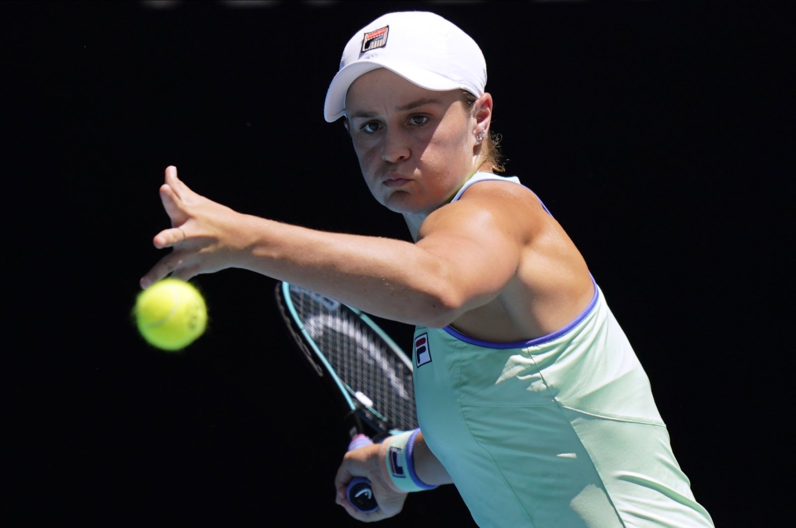 Ashleigh Barty in action during an Australian Open semifinal match, in Melbourne, Australia, Jan. 30, 2020. (AP Photo)