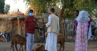 In preparation for celebrations of the Orthodox Christmas, Ethiopians who fled the Tigray conflict buy supplies at a market near the Um Raquba refugee camp, eastern Gedaref state, Sudan, Jan. 6, 2021. (AFP Photo)