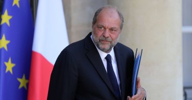 In this file photo, French Justice Minister Eric Dupond-Moretti leaves after attending the first weekly Cabinet meeting after the government reshuffle, at the Elysee Palace in Paris, July 7, 2020. (AFP Photo)