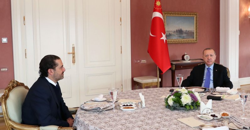 President Recep Tayyip Erdoğan (R) meets with Lebanese former Prime Minister Saad Hariri (L) at Vahdettin Mansion in Istanbul, Jan. 8, 2021. (AFP)