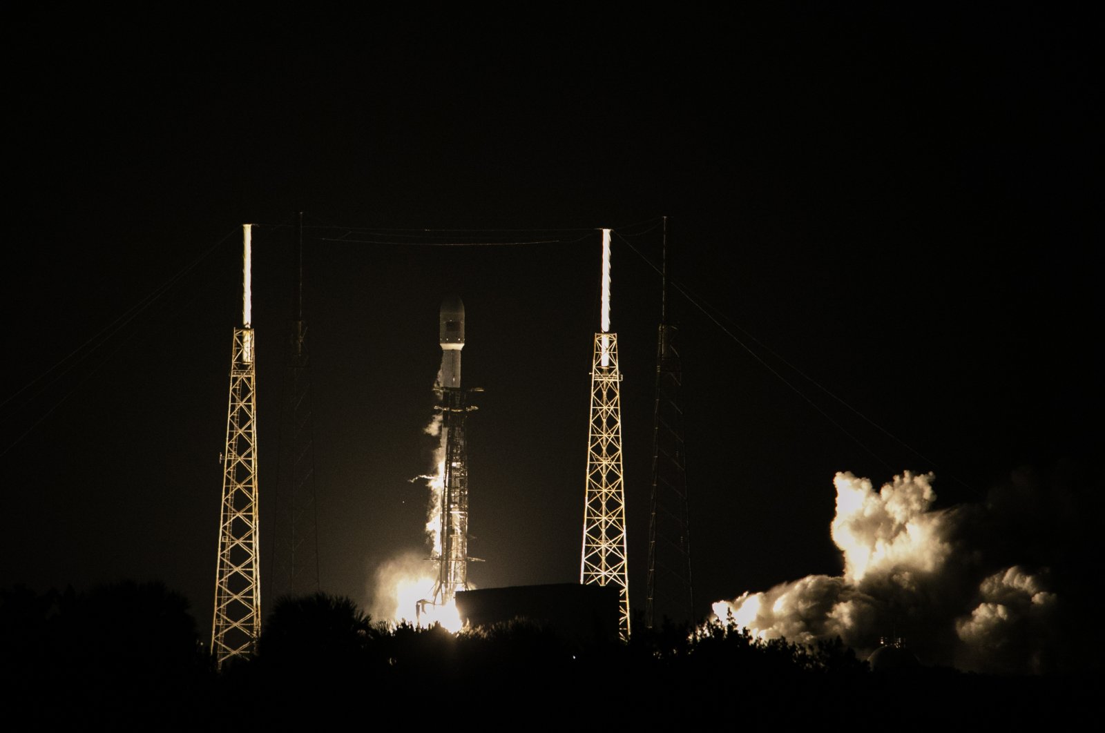 Turkey's new satellite Türksat 5A, carried by a SpaceX Falcon 9 rocket, launches from Cape Canaveral Space Force Station, in Cape Canaveral, Florida, U.S., Jan. 7, 2020. (AA Photo)