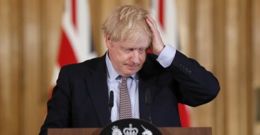 Britain's Prime Minister Boris Johnson reacts during a press conference at Downing Street on the government's coronavirus action plan in London, the U.K., March 3, 2020. (AP Photo)