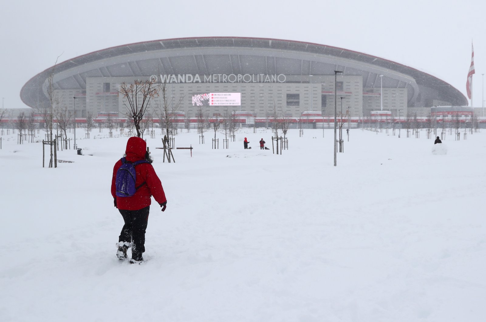 A view outside Atletico Madrid's Wanda Metropolitano stadium, in Madrid, Spain, Jan. 9, 2021. (Reuters Photo)