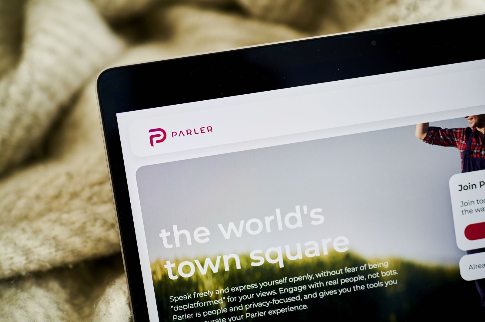 The Parler website home screen on a laptop computer arranged in the Brooklyn borough of New York, U.S., Dec. 18, 2020. (Getty Images)