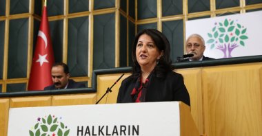 HDP Co-Chair Pervin Buldan speaks at her party's group meeting in Ankara, Turkey, Nov. 15, 2019. (Photo by Ali Ekeyılmaz)