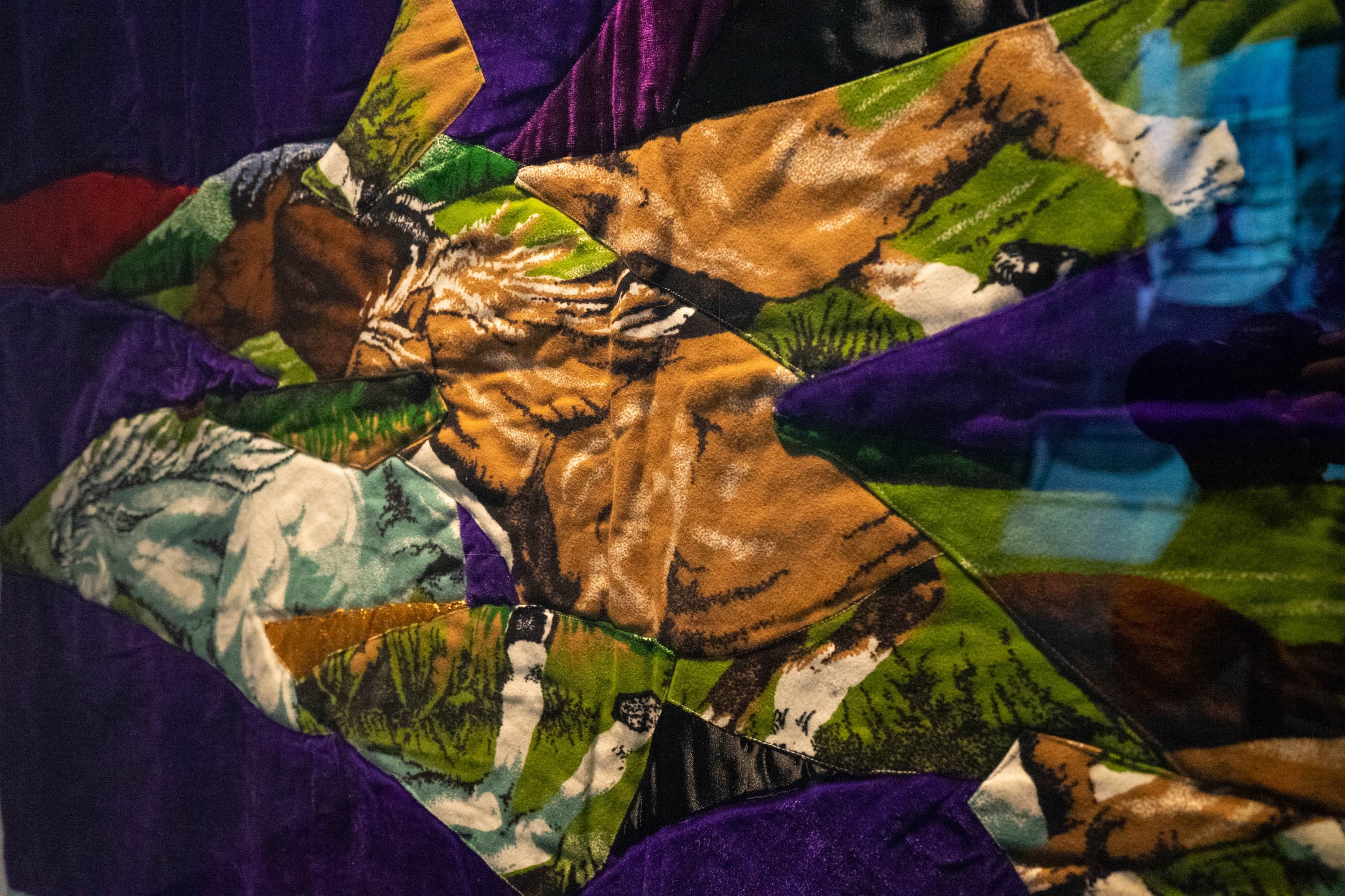 Gülsün Karamustafa,' Carpet with Horses,' 1986, textile collage, 90 by 133 centimeters.
