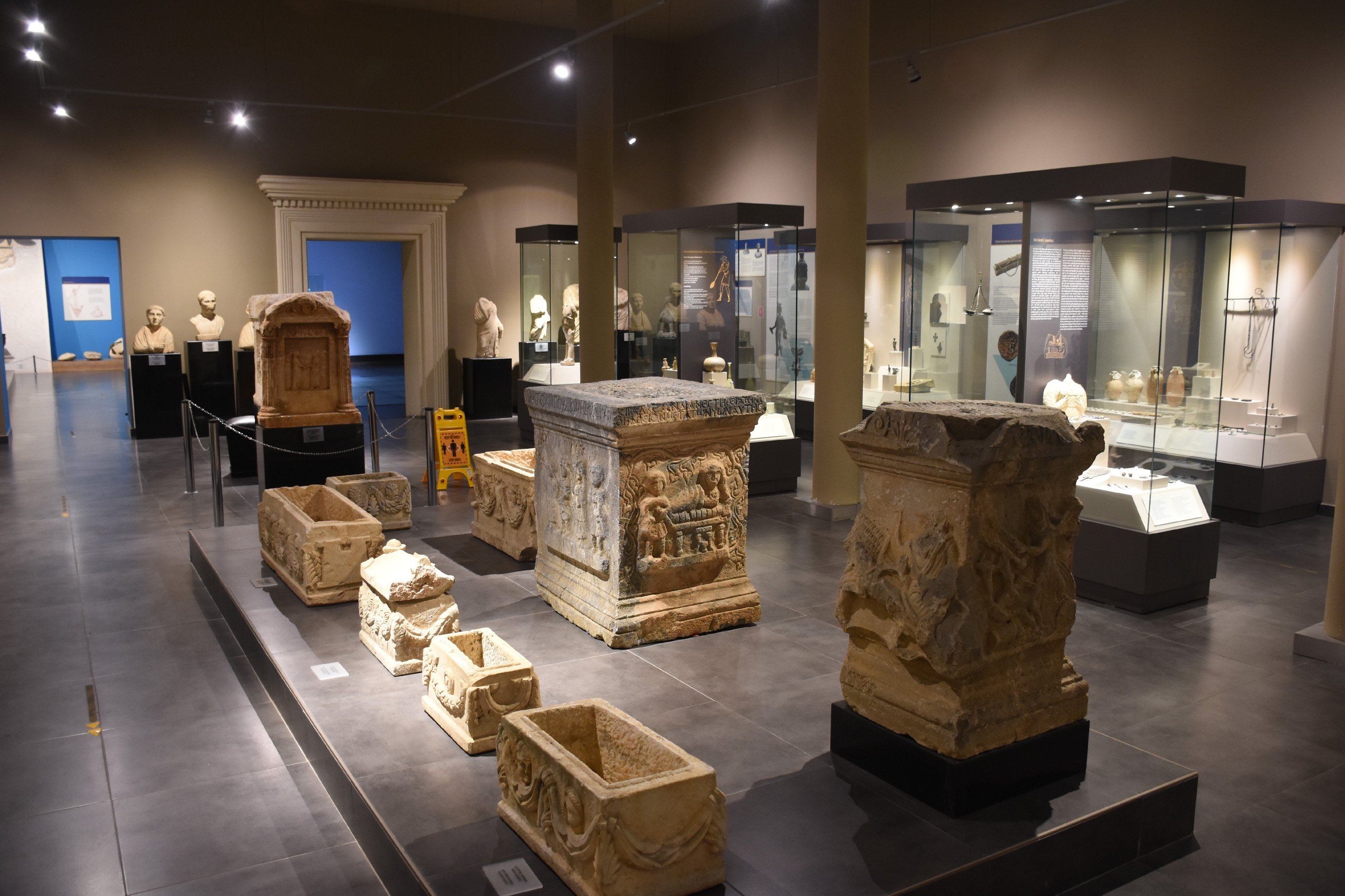 Ancient sarcophagi on display at the Alanya Archaeological Museum, Antalya, southern Turkey, Jan. 12, 2020. (AA Photo)