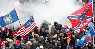 Tear gas is released into a crowd of protesters at U.S. Congress, at the U.S. Capitol Building in Washington, U.S, Jan. 6, 2021. (Reuters Photo)