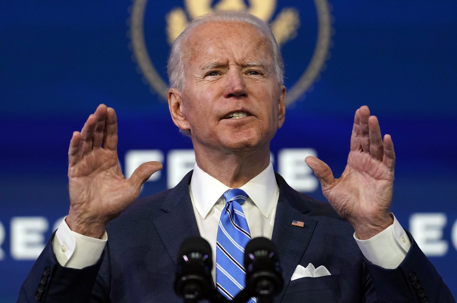 U.S. President-elect Joe Biden speaks about the COVID-19 pandemic during an event at The Queen Theater in Wilmington, Delaware on Jan. 14, 2021. (AP Photo)