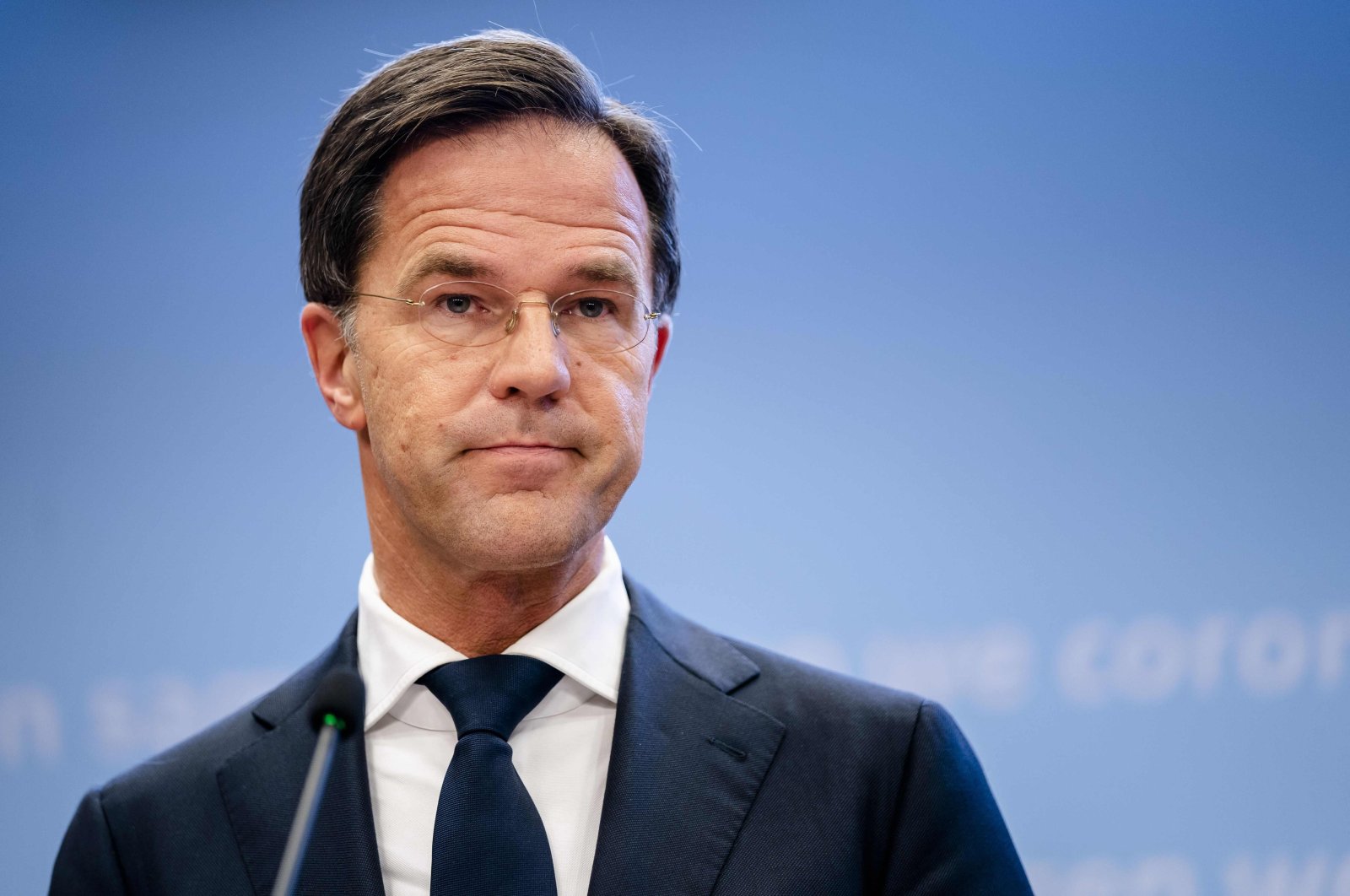Dutch Prime Minister Mark Rutte gives a press conference on the COVID-19 situation in The Hague, Netherlands, Nov. 3, 2020. (AFP Photo)