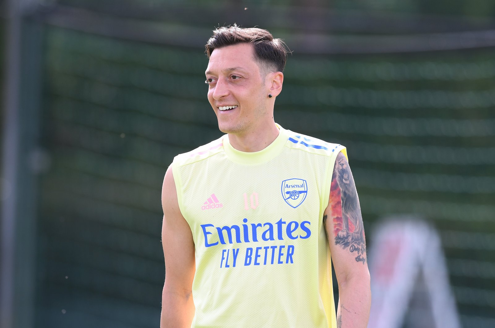 Mesut Özil of Arsenal reacts during a training session at London Colney, in St. Albans, England, June 16, 2020. (Arsenal FC via Getty Images)