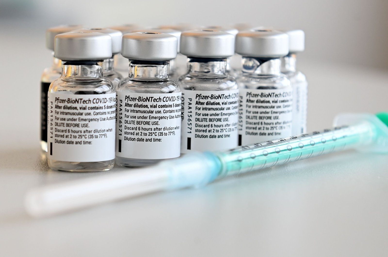 Vials of the Pfizer-BioNTech COVID-19 vaccine at the vaccination center in Pfaffenhofen, southern Germany, Jan. 10, 2021. (AFP Photo)