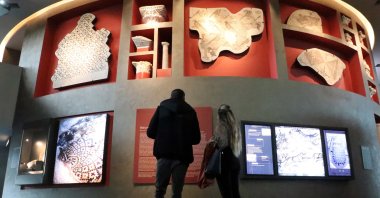 Various artifacts on display in the Necmi Asfuroğlu Archeology Museum, Hatay, southeastern Turkey, Jan. 13, 2021. (AA Photo)