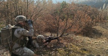 Turkish soldiers during an operation against PKK terrorists in central Sivas province, Turkey, Jan. 5, 2021.
