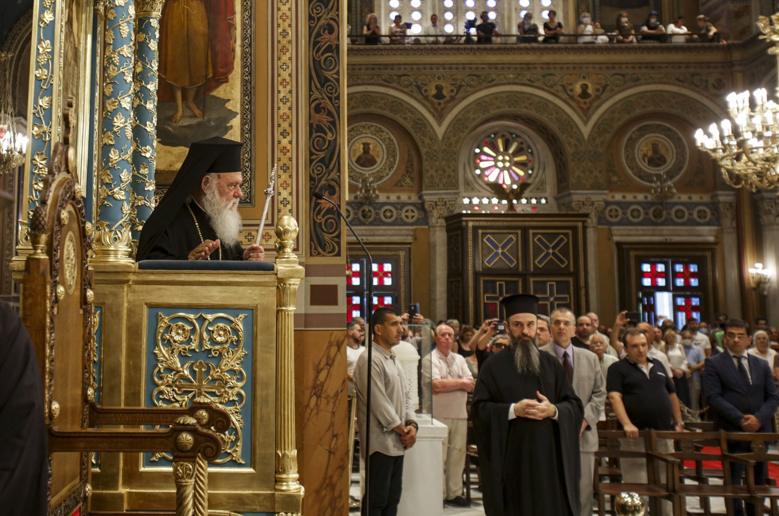 Leiter der griechischen Kirche, Erzbischof Ieronymos II. (L), Athen, Griechenland, 24. Juli 2020. (Foto von Getty Images)