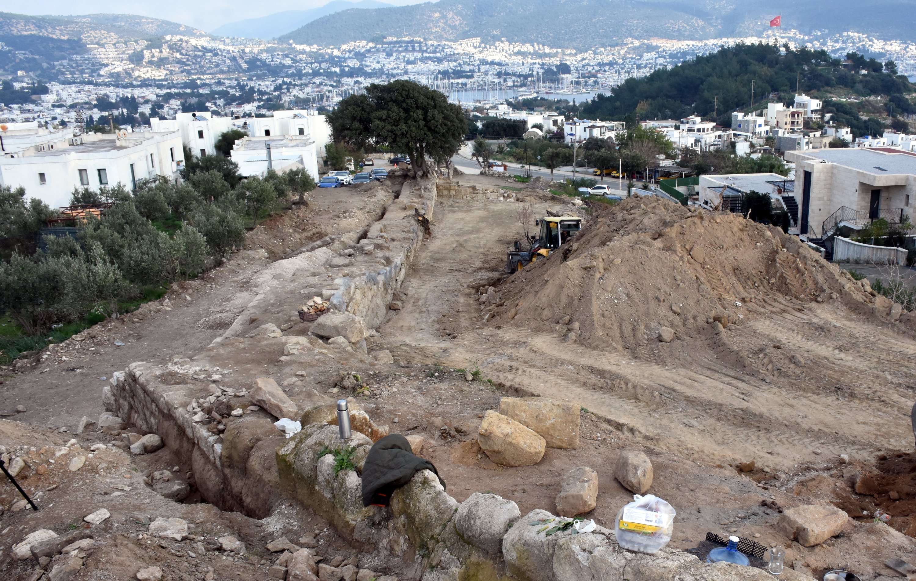 The excavation site of the ancient Halicarnassus city walls, Bodrum, southwestern Turkey, Jan. 17, 2021. (AA Photo)