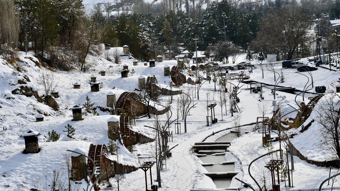 After snowfall blanketed the hobbit houses, the village offered picturesque views straight out of Tolkien