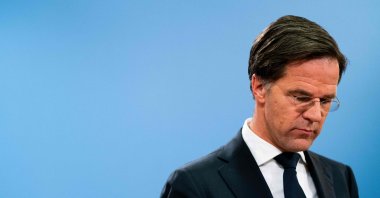 Dutch Prime Minister Mark Rutte speaks during a press conference in The Hague, Netherlands, Jan. 15, 2021. (AFP)
