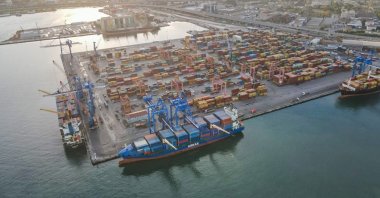 An aerial view of the Port of Izmir in western Turkey, Dec. 10, 2020. (IHA Photo)