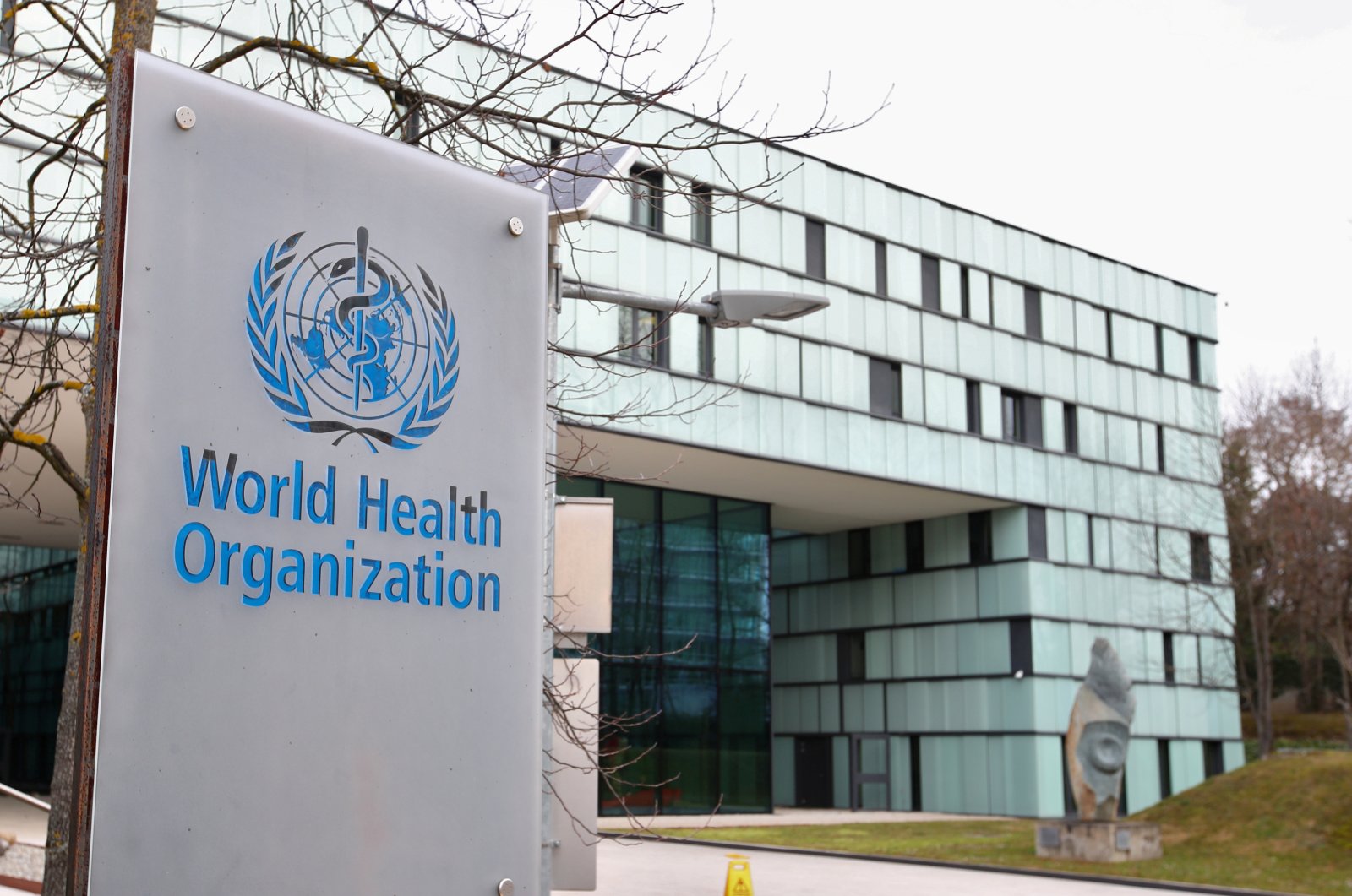 A World Health Organization (WHO) logo outside one of its buildings during an executive board meeting on updates on the coronavirus outbreak, in Geneva, Switzerland, Feb. 6, 2020. (Reuters Photo)