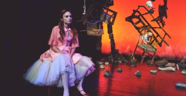 Actress Nilperi Şahinkaya as Nora in a scene from “A Doll’s House.”