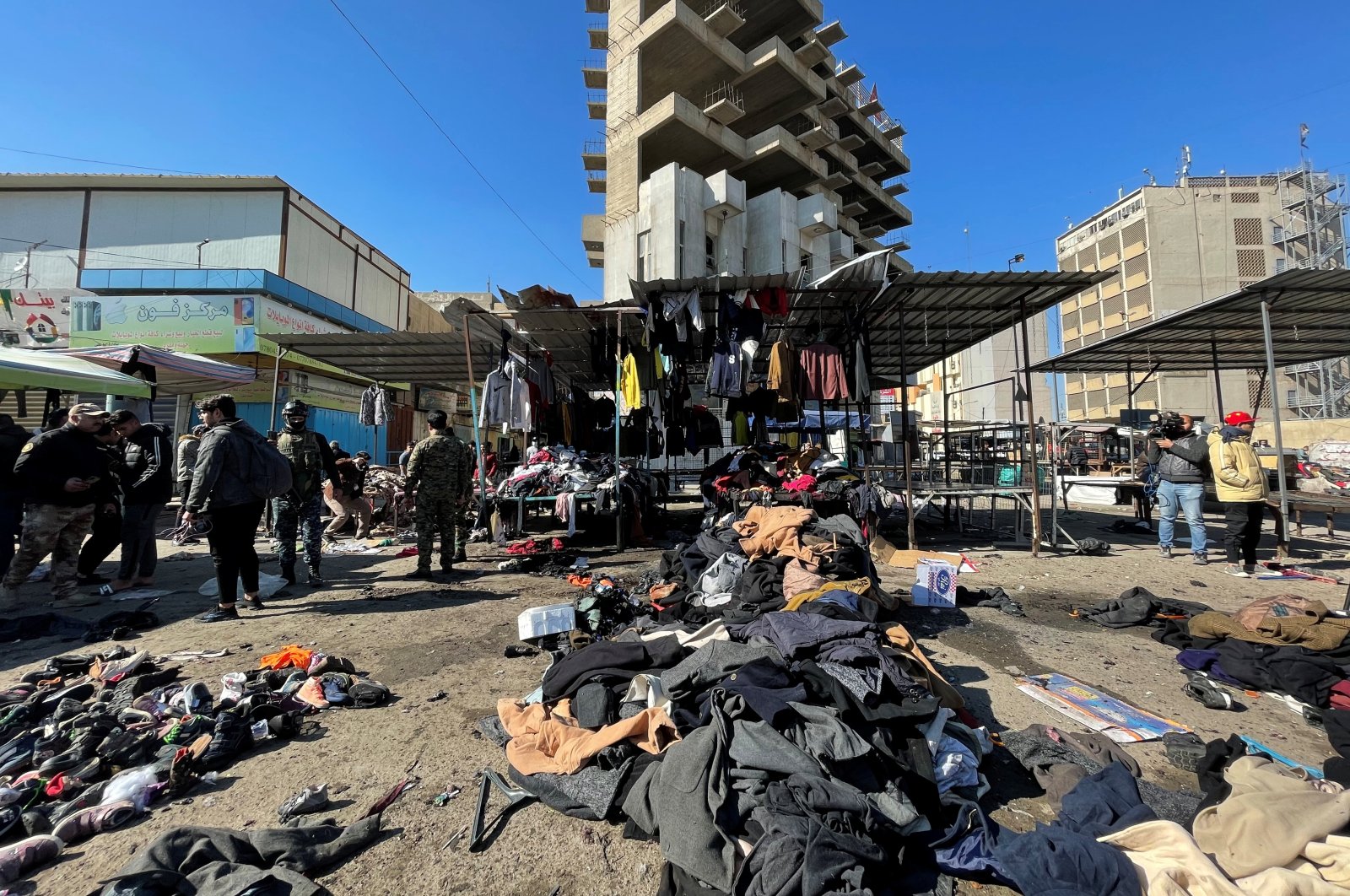 The site of a suicide attack at a central market near Tayaran Square in the capital Baghdad, Iraq, Jan. 21, 2021. (Reuters Photo)