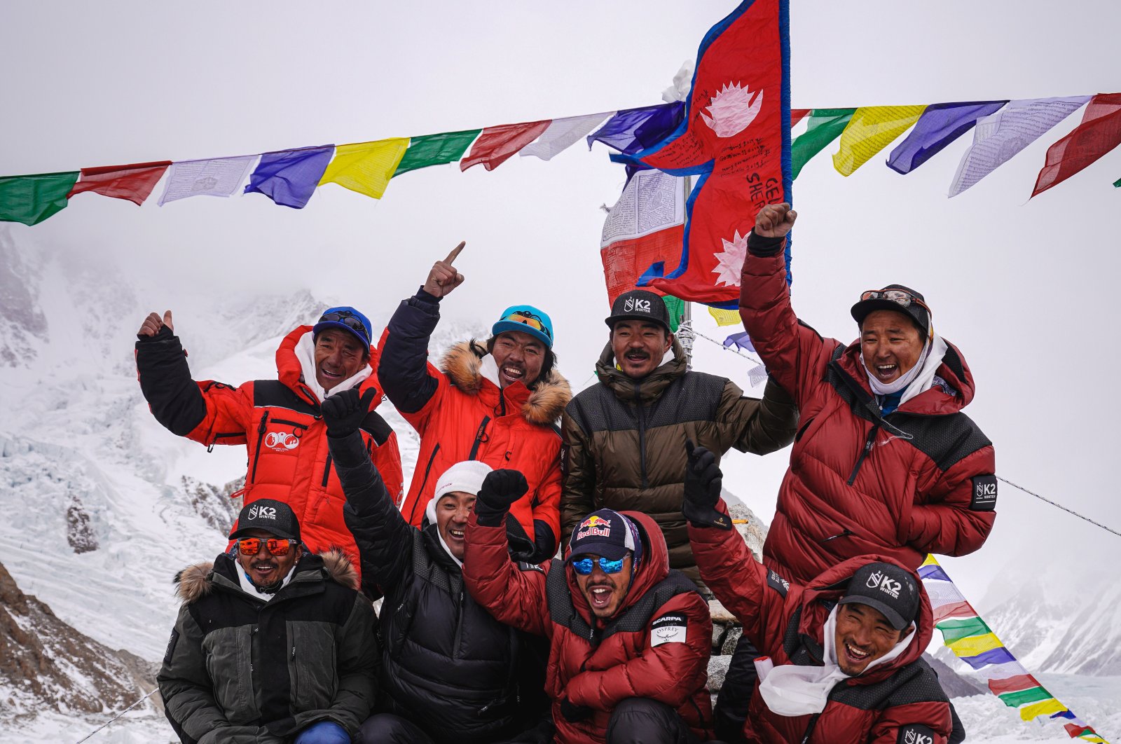 The team of Nepali climbers made history by becoming the first to summit the world's second-highest mountain, K2, in winter, Pakistan, Jan. 5, 2021. (REUTERS Photo)