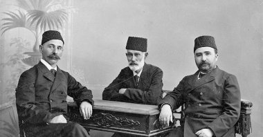 Ismail Gaspıralı (L), journalist Hasan bey Zardabi (C) and politician Alimardan Topchubashov, in Baku, Azerbaijan, 1903.
