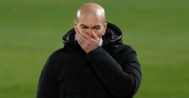 Real Madrid coach Zinedine Zidane reacts during a La Liga match against Granada, Estadio Alfredo Di Stefano, Madrid, Spain, Dec. 23, 2020. (Reuters Photo)