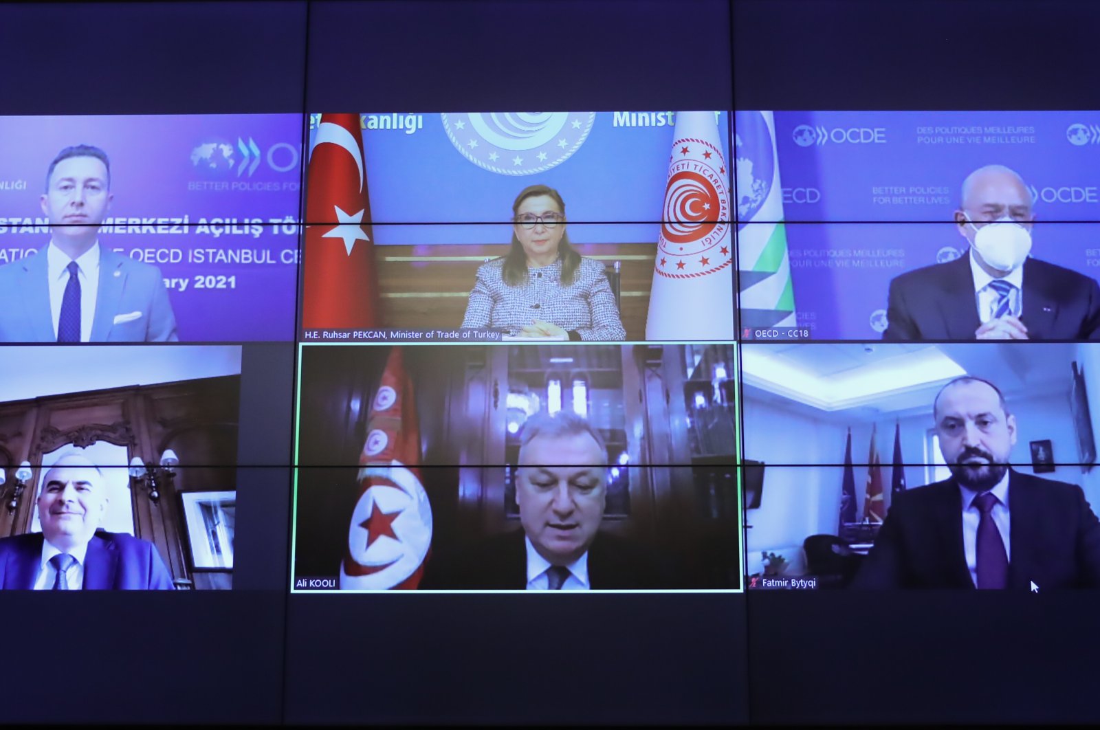 Trade Minister Ruhsar Pekcan addresses the inauguration ceremony of the OECD Istanbul Center, in the capital Ankara, Turkey, Jan. 22, 2021. (AA Photo)