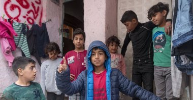 Syrian children pose for a photo at a migrant camp in the capital Ankara, Turkey, Apr. 30, 2020. (Getty Images)