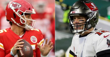 Photo combination of Kansas City Chiefs' quarterback Patrick Mahomes (L) and Tampa Bay Buccaneers' quarterback Tom Brady. (AFP Photo) 
The duo guided their respective teams to the Super Bowl 55 scheduled for Feb. 8, 2021.